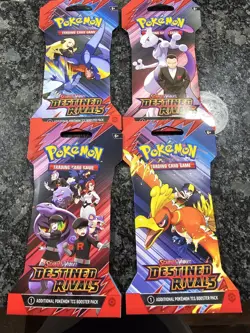Pokemon Destined Rivals 4x Sleeved Booster Pack Art Set Factory Sealed - Image 1