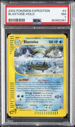 2002 POKEMON EXPEDITION #4 BLASTOISE-HOLO PSA 7 - Image 1