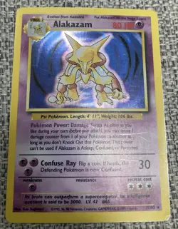 Pokemon TCG Alakazam Base Set Holo Rare 1/102 80 HP Wizards English - Image 1