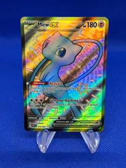Pokemon Paldean Fates Mew EX 216/091 Shiny Ultra Rare Full Art NM - PRINT LINE - Image 1