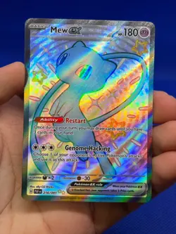 Pokemon Paldean Fates Mew EX 216/091 Shiny Ultra Rare Full Art NM - PRINT LINE - Image 2