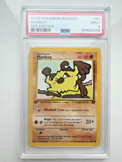 Pokemon -1st Edition Team Rocket Mankey #61 - PSA 9 - MINT - Image 1