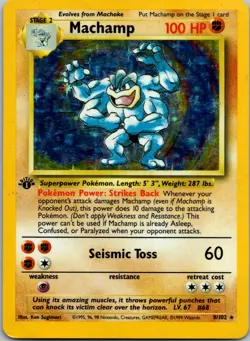 Machamp #008/102 1st Edition Holo Rare Deck Exclusives Pokemon HP/DMG (B) - Image 1