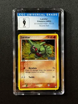 CGC 9 ERROR Pokemon Larvitar #61 Unseen Forces INVERTED HOLO LAYER! - Image 1
