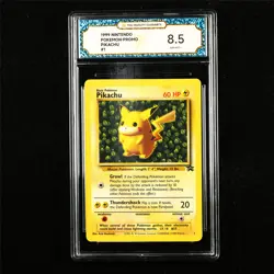 TQG 8.5 NM-MT+ 1999 Pokemon ENG Pikachu #1 PROMO - Image 1