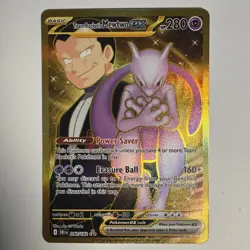 Team Rocket's Mewtwo ex 240/182 Destined Rivals Pokemon Gold Hyper Rare NM - Image 1