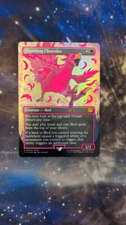Traveling Chocobo - Borderless - Neon Ink Pink (Foil) (FIN) - Image 1
