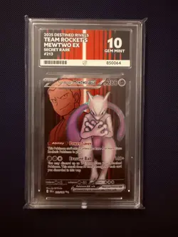 Pokemon TCG Destined Rivals Team Rocket's Mewtwo EX 213/182 ACE 10 Perfect Subs - Image 1