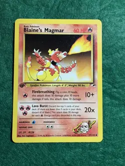 Blaine’s Magmar 1st Edition Pokemon Card Gym Heroes 37/132 TCG - Image 1