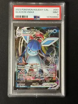Pokemon TCG Glaceon VMAX 41/203 Snowflake Stamp (Holiday Calendar) PSA 9 - Image 1