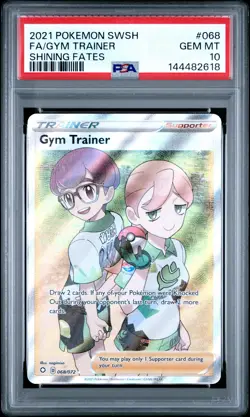 2021 POKEMON SWORD & SHIELD SHINING FATES #068 FULL ART/GYM TRAINER PSA 10 - Image 1