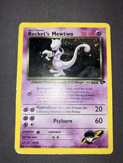 Pokemon TCG Rockets Mewtwo Gym Challenge Holo Card 14/132 HP - Creased - Image 1