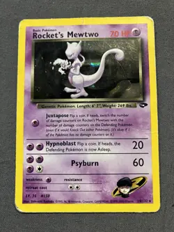 Pokemon TCG Rockets Mewtwo Gym Challenge Holo Card 14/132 HP - Creased - Image 3