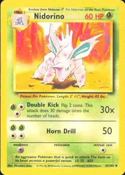 Pokemon TCG - Nidorino Base Set 037/102 HP - Image 1