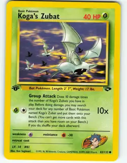 Koga's Zubat - 1st Edition - 83/132 Gym Challenge - Pokemon TCG - 2000 - Image 1