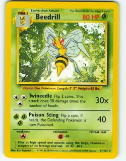 Beedrill - 17/102 Base Set - Pokemon TCG - 1999 - Image 1