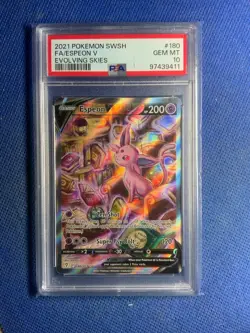 2021 POKEMON SWSH FA/ESPEON V EVOLVING SKIES #180 PSA MINT 10 - Image 1
