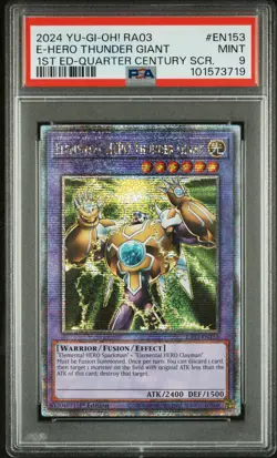 2024 YU-GI-OH! RA03-QUARTER CENTURY BONANZA ELEMENTAL HERO THUNDER GIANT PSA 9 - Image 1