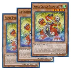 Yugioh - Armed Dragon Thunder LV5 x 3 - 1st Edition LP - Plus Free Holo Card - Image 1