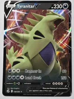 Pokemon TCG Tyranitar v Fusion Strike Holo Ultra Rare Card 158/264 NM Condition - Image 1