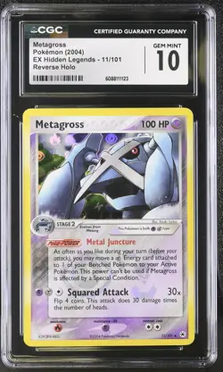 CGC 10 GEM MINT Metagross EX Hidden Legends 11/101 Reverse Holo Pokemon Card - Image 1