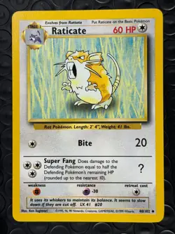Raticate 40/102 Base Set Series UNCOMMON Basic Stage 1 POKEMON CARD 1999 - NM - Image 1