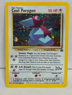 Cool Porygon 15 Wizards Black Star Promo Pokemon Card 2000 HP/DMG Creased - Image 1