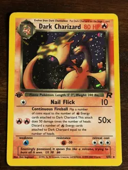 Vintage Pokemon Card Dark Charizard Holo 1st Edition 4/82 - LP/MP DOUBLE SWIRL - Image 1