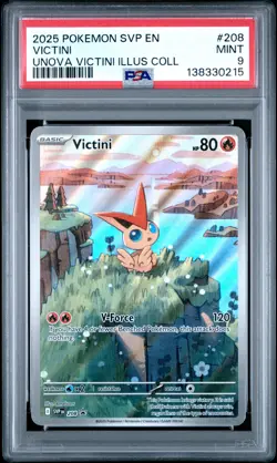 2025 POKEMON SVP EN-SV BLACK STAR PROMO #208 VICTINI PSA 9 - Image 1