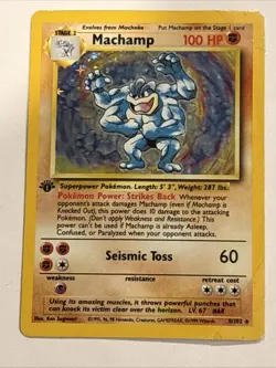Pokemon TCG Machamp Base Set 8/102 Holo Unlimited Holo Rare * 1st Edition * - Image 1