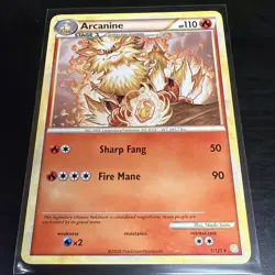 Pokemon TGC Arcanine 1/123 Non-Holo Heart Gold & Soul Silver (base set) 2010 NM - Image 1