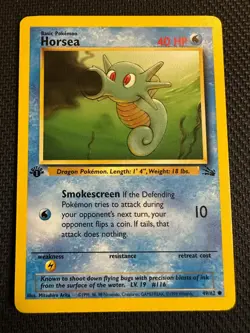 Pokemon Fossil 1st Edition Horsea 49/62 Non Holo LP - Image 1