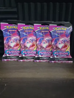 Pokemon TCG Sword & Shield Fusion Strike Sleeved Booster Packs Lot of 4 - Image 1