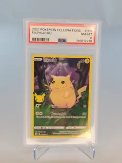 2021 Pokemon Celebrations Full Art Pikachu #005 PSA 8 MINT 25th Anniversary - Image 1