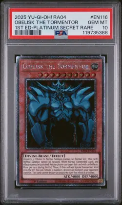 2025 YU-GI-OH! RA04-QUARTER CENTURY STAMPEDE #EN116 OBELISK THE TORMENTOR PSA 10 - Image 1