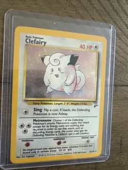 Vintage Pokemon TCG Clefairy Doll Base Set 2 Holo Unlimited Rare Card 6/130 - Image 2