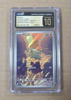 2024 Pokemon Surging Sparks Phanpy Illustration Rare 205/191 CGC 10 Pristine - Image 1
