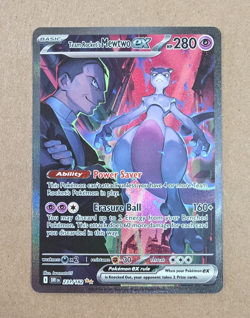 2025 Pokemon Destined Rivals Team Rocket's Mewtwo ex SIR Rare Card 231/182 READ - Image 1