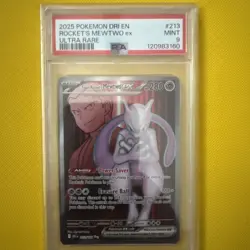 2025 POKEMON DRI EN-DESTINED RIVALS ULTRA RARE TEAM ROCKET'S MEWTWO EX PSA 9 - Image 1