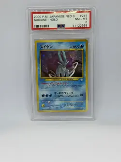 Suicune #245 - 2000 Pokemon Japanese Neo 3 Holo - PSA 8 - Image 1