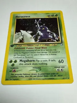 Pokemon TCG Heracross Neo Genesis 1st Edition Holo Rare Card 6/111 - Image 1
