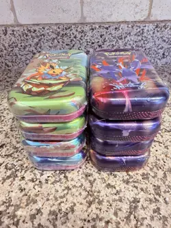 POKEMON TCG PRISMATIC & MEGA EVOLUTION Mini Tins - LOT OF 8 NEW FACTORY SEALED - Image 3