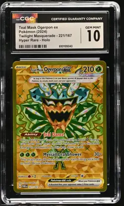 Pokemon Teal Mask Ogerpon ex 221/167 Ultra Rare Twilight Masquerade - CGC 10 - Image 1