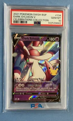 2021 POKEMON SWSH PROMO CELEBRATIONS COLLECTION #134 DARK SYLVEON V PSA 10 - Image 1