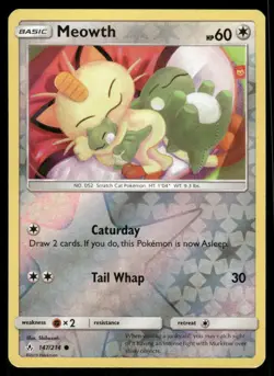 Pokemon Cards Meowth 147/214 Reverse Holo Unbroken Bonds Common NM - Image 1