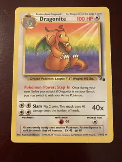 Dragonite 19/62 Fossil Non Holo Regular Rare 1999 Pokemon TCG Card MP - Image 1