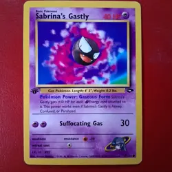 Sabrina's Gastly 97/132 Gym Challenge Regular First Edition Pokemon Card LP Wotc - Image 1