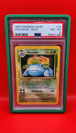PSA 8 Venusaur Pokemon Base Set 1999 Holo #15 Card! Minty! - Image 3