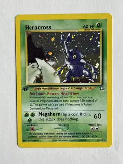 Pokemon TCG Heracross Neo Genesis 1st Edition Holo Rare Card 6/111 - Image 1