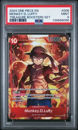2024 ONE PIECE PROMOS 006 MONKEY D. LUFFY TREASURE BOOSTERS SET PSA 9 MINT - Image 1